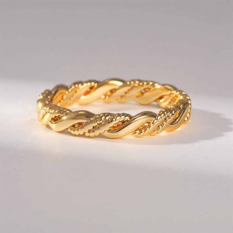 Women's 925 Sterling Silver Twist Ring with 18K Gold Plating
